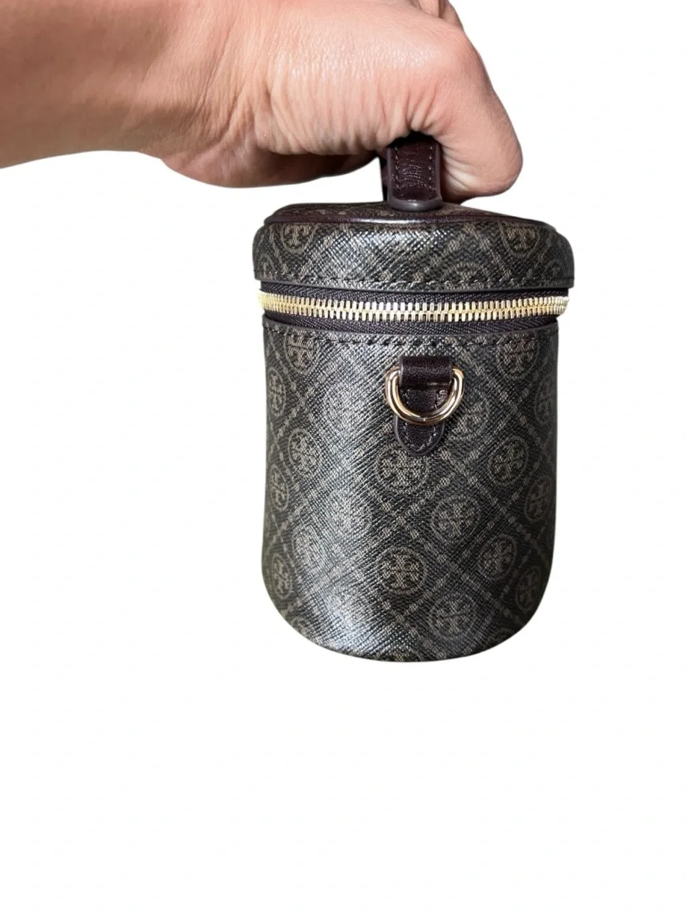 NWT Tory Burch T Monogram Coated Canvas Soft Vanity Case Crossbody Bag Purse‎
